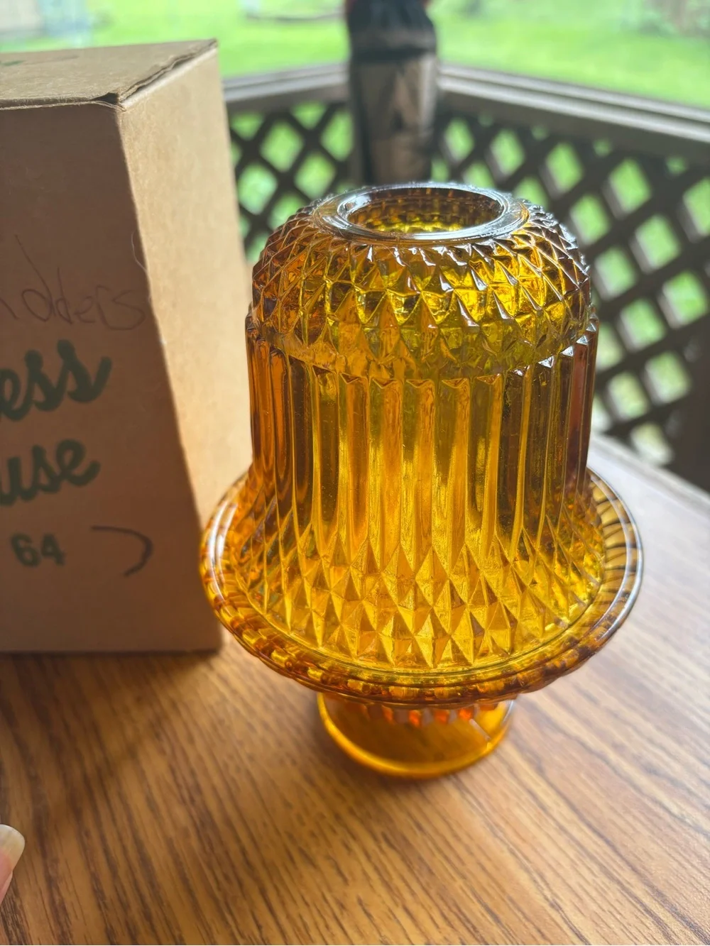 Princess House amber ribbed